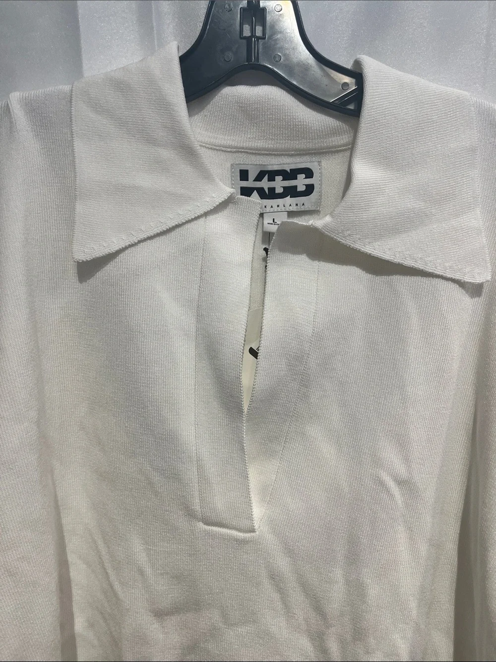 KBB by KAHLANA Women’s Short Sleeve Boxy ‘The Cropped Polo Sweater’ WHITE - Picture 8 of 9